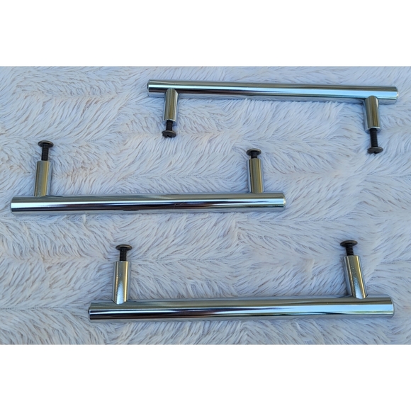3 NEW contemporary silver metal cabinet bar pulls - Picture 1 of 16